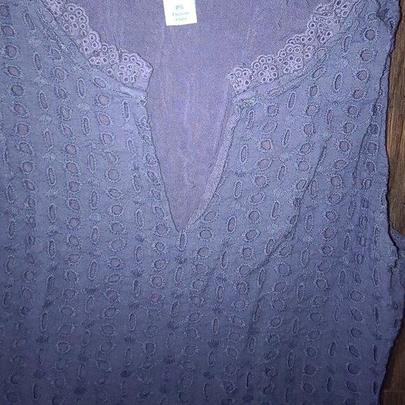 SUNDANCE 100% Cotton Navy Blue Eyelet Sleeveless Dress (SIZE PS) - Picture 5 of 8